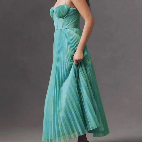 Hutch Amara Corset Pleated Tulle Fit & Flare Midi Dress - Picture 1 of 6